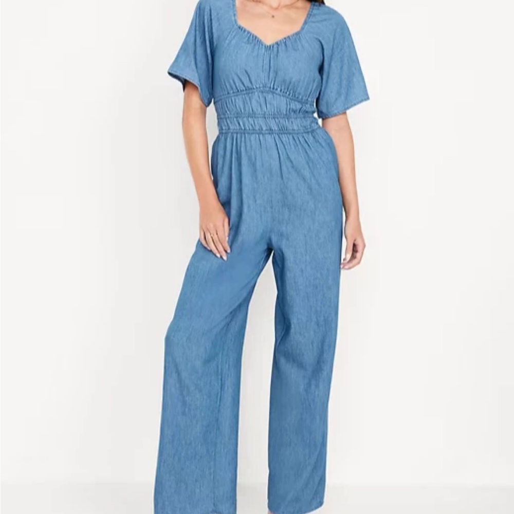 Old Navy Light Blue Denim Flutter Sleeve Jumpsuit xxl